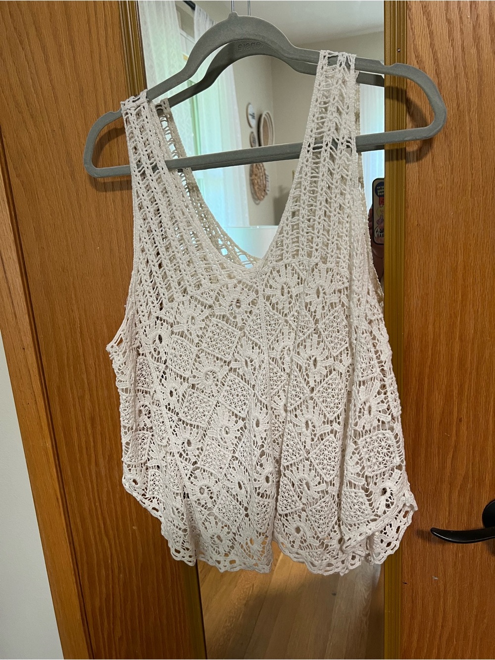 Adiva White Crochet Sleeveless Tank